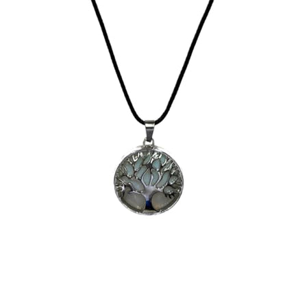 Earth Stone Collection - Silver Tree of Life Crystal Necklace (Opal)