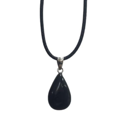 Earth Stone Collection - Teardrop Crystal Stone Necklace (Onyx)