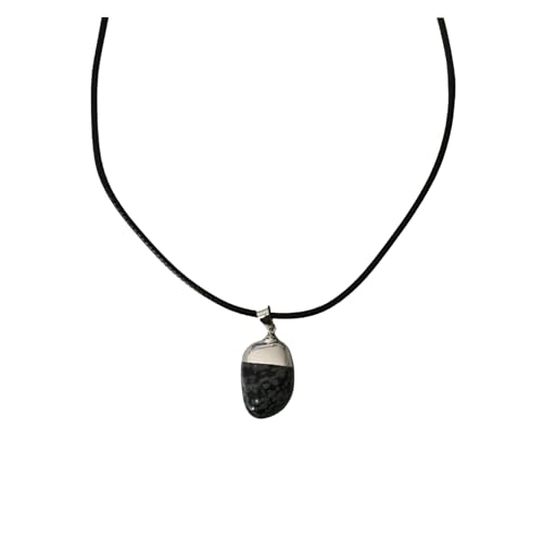 Earth Stone Collection - Polished Crystal Stone Necklace (Snowflake Obsidian)