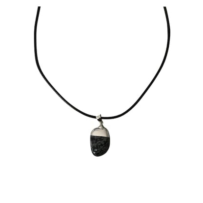 Earth Stone Collection - Polished Crystal Stone Necklace (Snowflake Obsidian)