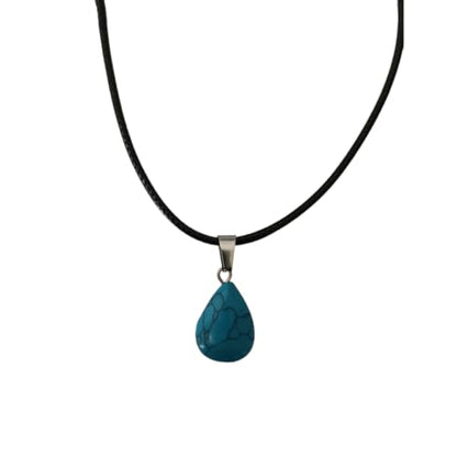 Earth Stone Collection - Teardrop Crystal Stone Necklace (Turquoise)