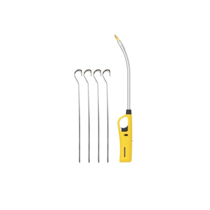4 Piece Braai Sosatie Skewer And Flexible Extra Length Braai Lighter (Yellow)