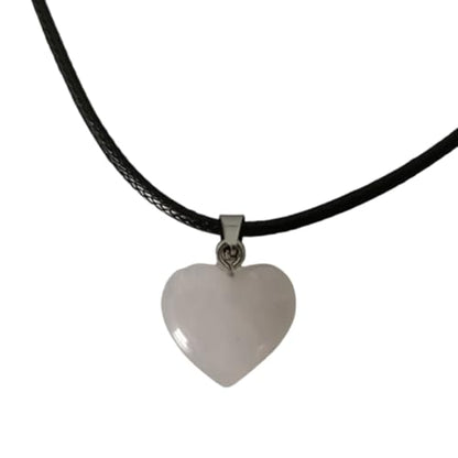 Earth Stone Collection - Heart Crystal Stone Necklace (Clear Quartz)
