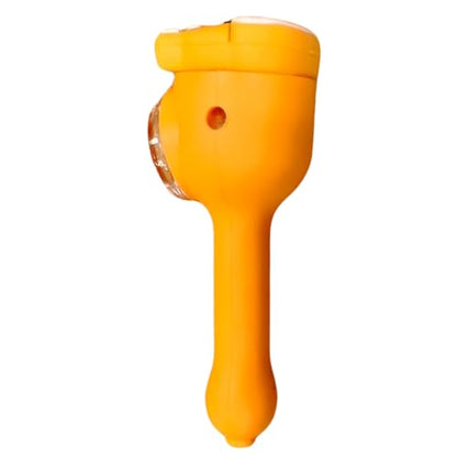 Silicone Rasta Spoon Pipe - Cartoon Faces (Orange)