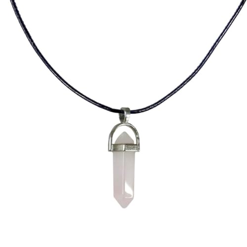 Earth Stone Collection - Bullet Crystal Stone Necklace (Rose Quartz)