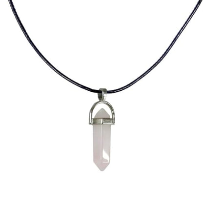 Earth Stone Collection - Bullet Crystal Stone Necklace (Rose Quartz)