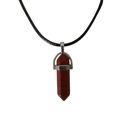 Earth Stone Collection - Bullet Crystal Stone Necklace (Red Jasper)