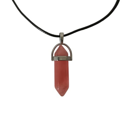 Earth Stone Collection - Bullet Crystal Stone Necklace (Cherry Quartz)