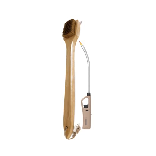 Wooden Handle Braai Grid Brush And Flexible Extra Length Braai Lighter (Brown)