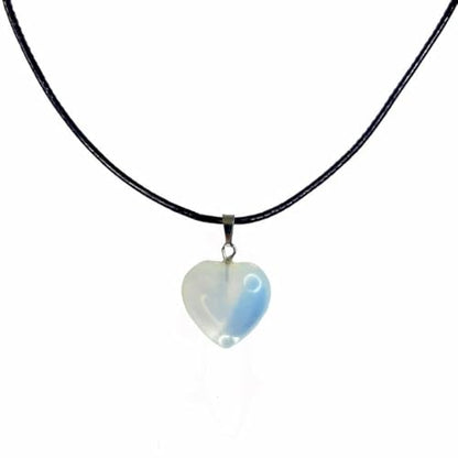 Earth Stone Collection - Heart Crystal Stone Necklace (Opal)