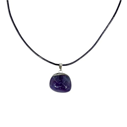 Earth Stone Collection - Polished Crystal Stone Necklace (Amethyst)