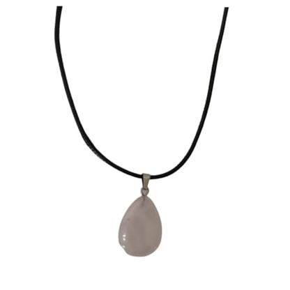 Earth Stone Collection - Teardrop Crystal Stone Necklace (Rose Quartz)