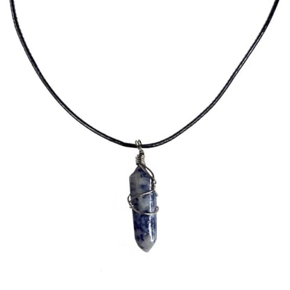 Earth Stone Collection - Wire Wrapped Crystal Stone Necklace (Sodalite)