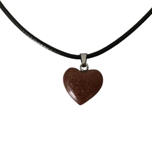 Earth Stone Collection - Heart Crystal Stone Necklace (Gold Sand)