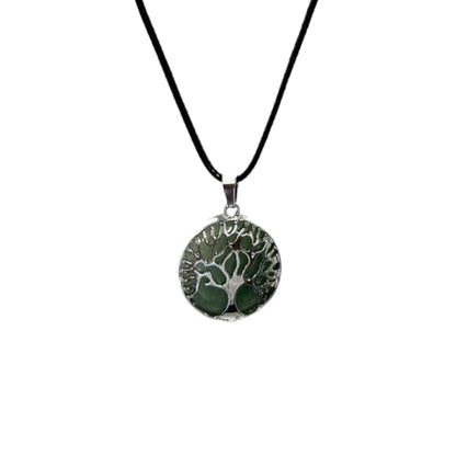 Earth Stone Collection - Silver Tree of Life Crystal Necklace (Aventurine)
