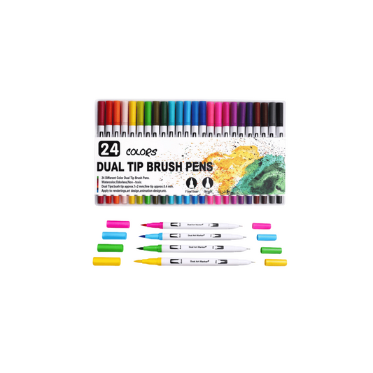 24 Dual Tips Water Colour Pen Set