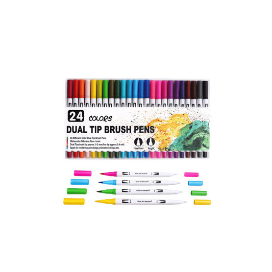 24 Single Brush Water Colour Pen Set + 1 Blender