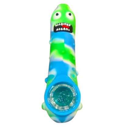 Silicone Rasta Pipe – Pickle Rick (Blue & Green)