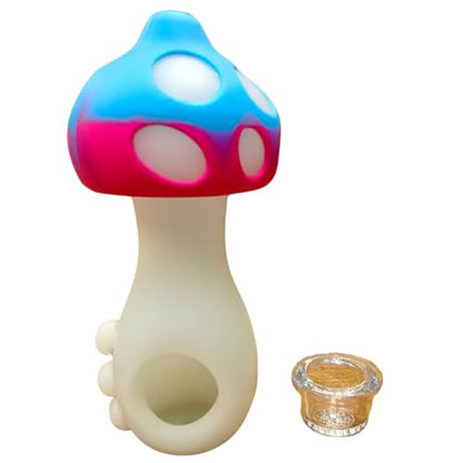 Silicone Rasta Pipe - Glow-In-The-Dark Mushroom (Pink)