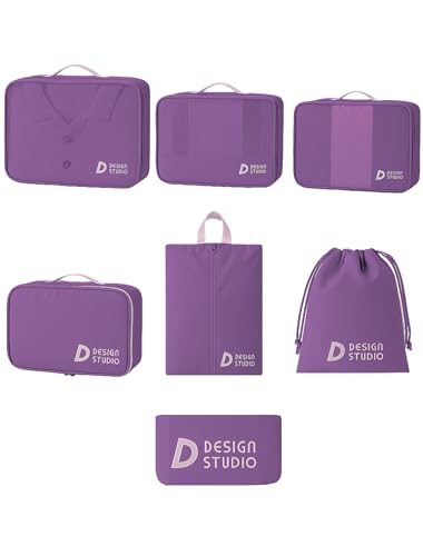 7‑Piece Travel Packing Organizer Set (Purple)