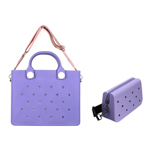 Nana EVA Croc Shoulder Bag & Coco EVA Croc Crossbody Bag Combo Set (Pastel Purple)