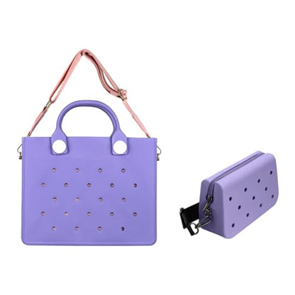 Nana EVA Croc Shoulder Bag & Coco EVA Croc Crossbody Bag Combo Set (Pastel Purple)