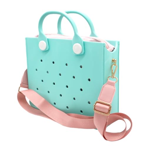 Nana EVA Croc Bag with Shoulder Strap – Lightweight Waterproof Tote Handbag (Pastel Blue)