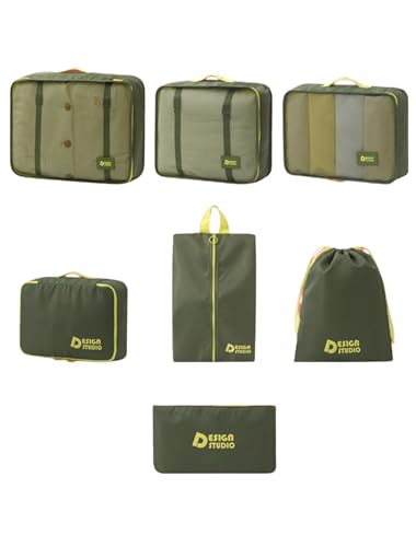 7‑Piece Travel Packing Organizer Set (Green)