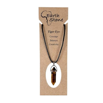Earth Stone Collection - Bullet Crystal Stone Necklace (Tigers Eye)