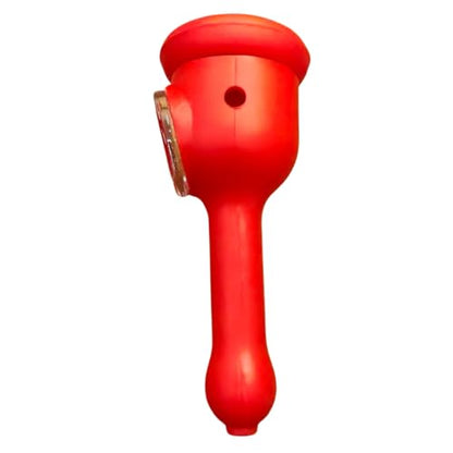 Silicone Rasta Spoon Pipe - Cartoon Faces (Red)