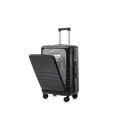 Multifunction Smart Carry-On Travel Suitcase - 20 Inch - Black