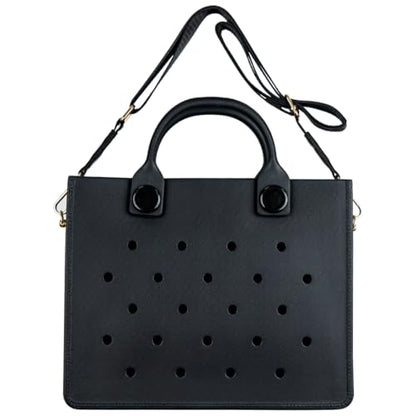 Nana EVA Croc Bag with Shoulder Strap – Lightweight Waterproof Tote Handbag (Black)