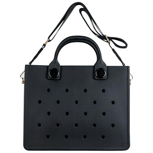 Nana EVA Croc Bag with Shoulder Strap – Lightweight Waterproof Tote Handbag (Black)
