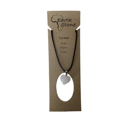 Earth Stone Collection - Heart Crystal Stone Necklace (Clear Quartz)