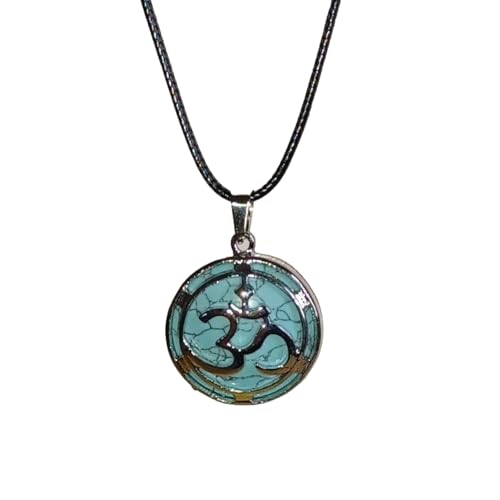 Earth Stone Collection - OM Symbol Crystal Stone Necklace (Turquoise)