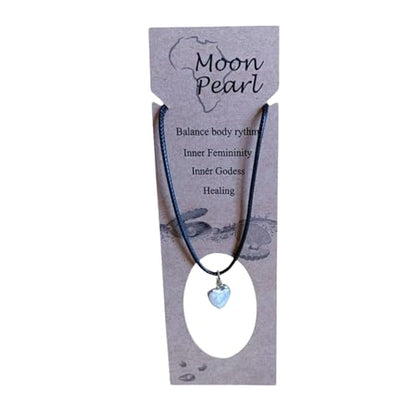 Earth Stone Collection - Heart Crystal Stone Necklace (Pearl)