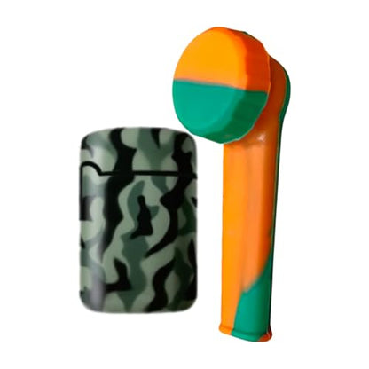 Green Army ZL-3 Torch Jet Lighter And Orange Mini Silicone Rasta Pipe