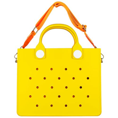 Nana EVA Croc Bag with Shoulder Strap – Lightweight Waterproof Tote Handbag (Yellow)