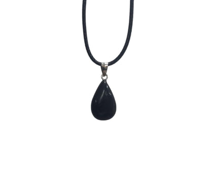Earth Stone Collection - Teardrop Crystal Stone Necklace (Onyx)