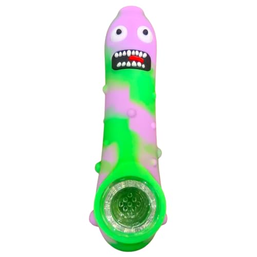 Silicone Rasta Pipe – Pickle Rick (Pink And Green)