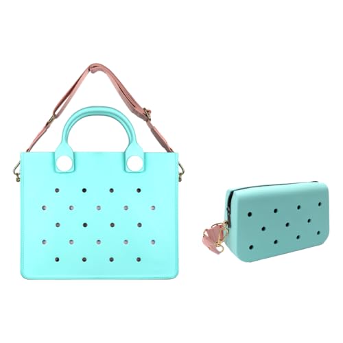 Nana EVA Croc Shoulder Bag & Coco EVA Croc Crossbody Bag Combo Set (Pastel Blue)