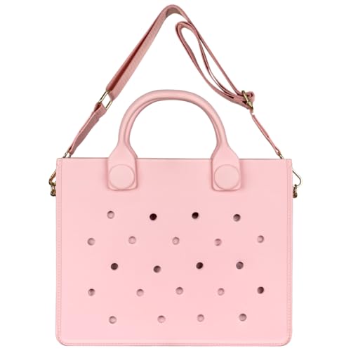 Nana EVA Croc Bag with Shoulder Strap – Lightweight Waterproof Tote Handbag (Pink)