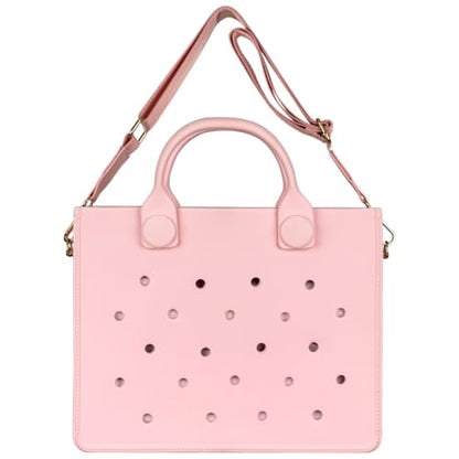 Nana EVA Croc Bag with Shoulder Strap – Lightweight Waterproof Tote Handbag (Pink)