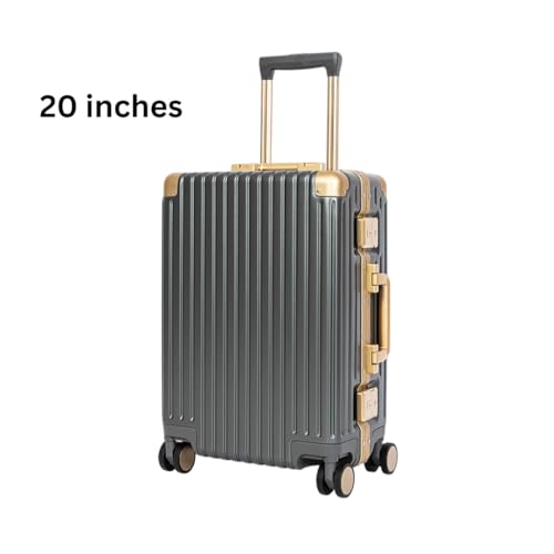 Classic Aluminum Frame Travel Suitcase - 20" + 26" - Grey