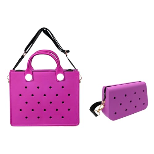 Nana EVA Croc Shoulder Bag & Coco EVA Croc Crossbody Bag Combo Set (Purple)