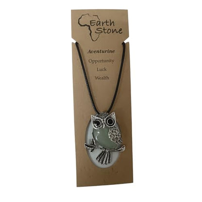 Earth Stone Collection - Owl Crystal Stone Necklace (Aventurine)