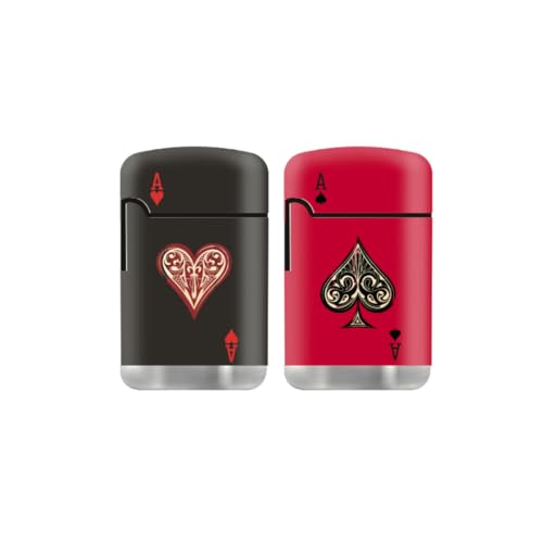 ZL 3 Mega Jet Flame Lighter Aces Black&Red- Heart&Spade - 2Pack