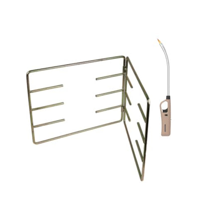 Hinged Braai Grid Stand And Flexible Extra Length Braai Lighter (Brown)