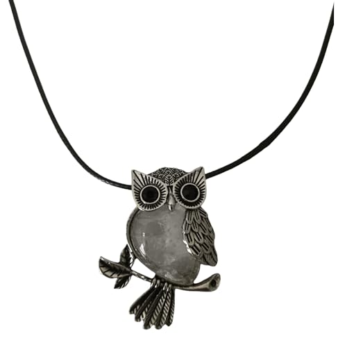 Earth Stone Collection - Owl Crystal Stone Necklace (Clear Quartz)