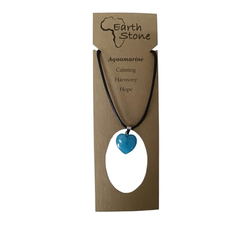 Earth Stone Collection - Heart Crystal Stone Necklace (Aquamarine)
